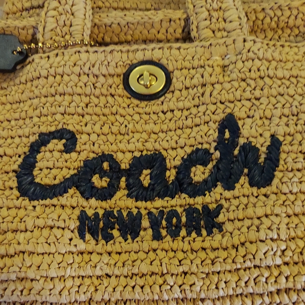 Coach Cargo Tote 26, NWT, Straw w/Black Accents - Picture 12 of 16
